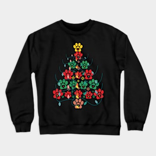 Christmas Tree Dog Paw Crewneck Sweatshirt